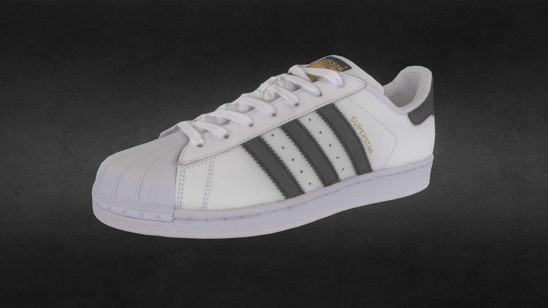 3D model Adidas Superstar Draft 1 - This is a 3D model of the Adidas Superstar Draft 1. The 3D model is about a white and grey shoe.