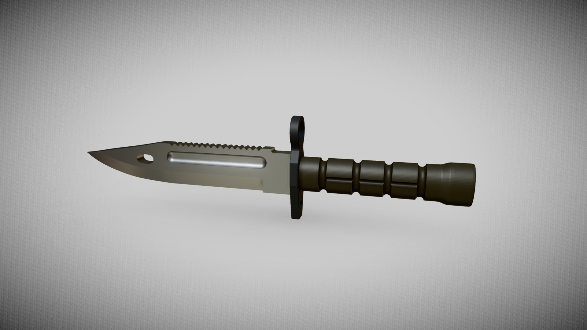 3D model M9 Knife - This is a 3D model of the M9 Knife. The 3D model is about a black and silver gun.