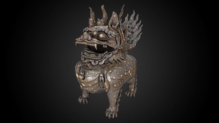 Temple Lion Censer, one of a pair, 17th C CE – Free 3D Model STL