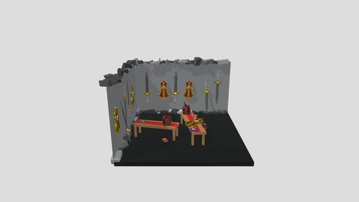 Fantasy Castle Armoury Corner 3D Model