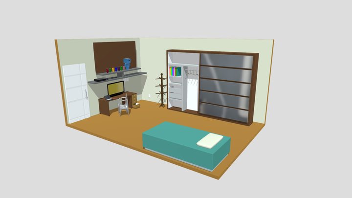 meu quarto 3d maya 3D Model