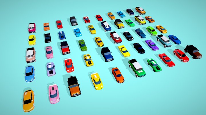 Low Poly Game Car Pack 3D Model