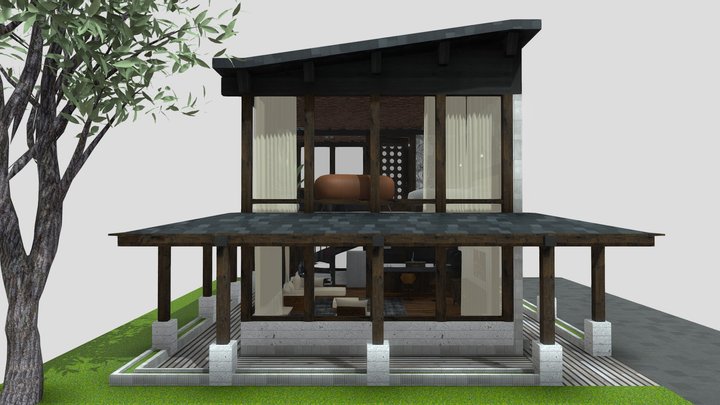 Wood Cabin. Little House. Tiny House. Guesthouse 3D Model