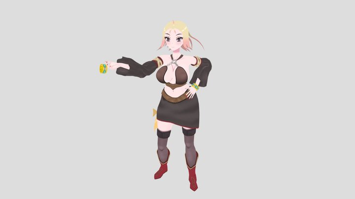 Girl showing a bracelet 3D Model