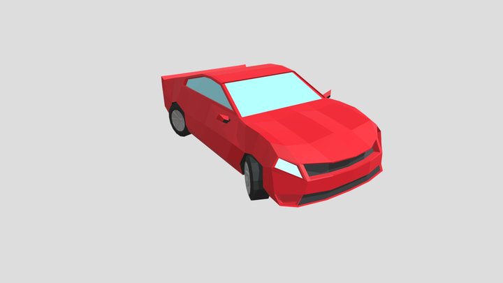 Low Poly Red Sport Car 3D Model
