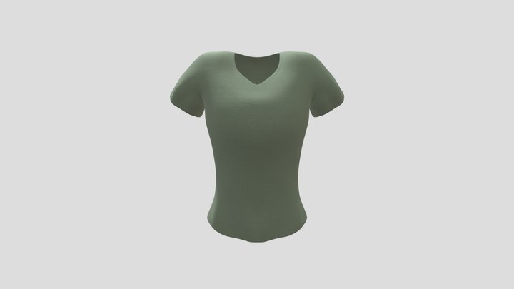 Simple V-Neck Womens T-Shirt 3D Model