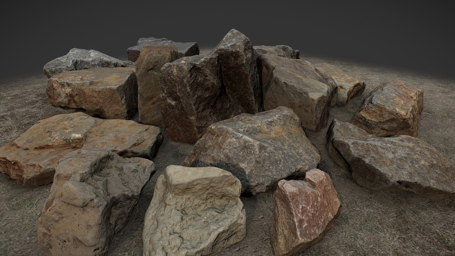 3D model Stones Pack Vol.1 - This is a 3D model of the Stones Pack Vol.1. The 3D model is about a group of rocks.