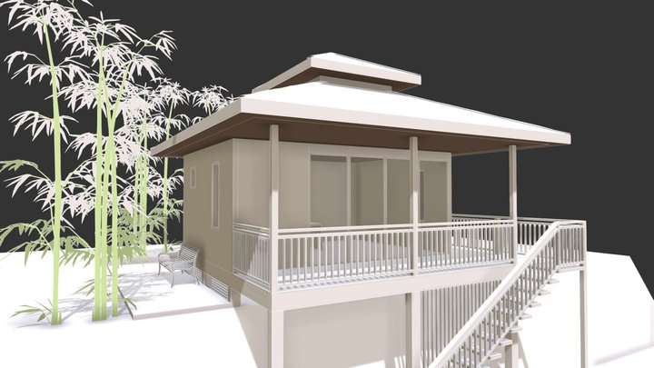 Asian Style Modern Tiny House 3D Model