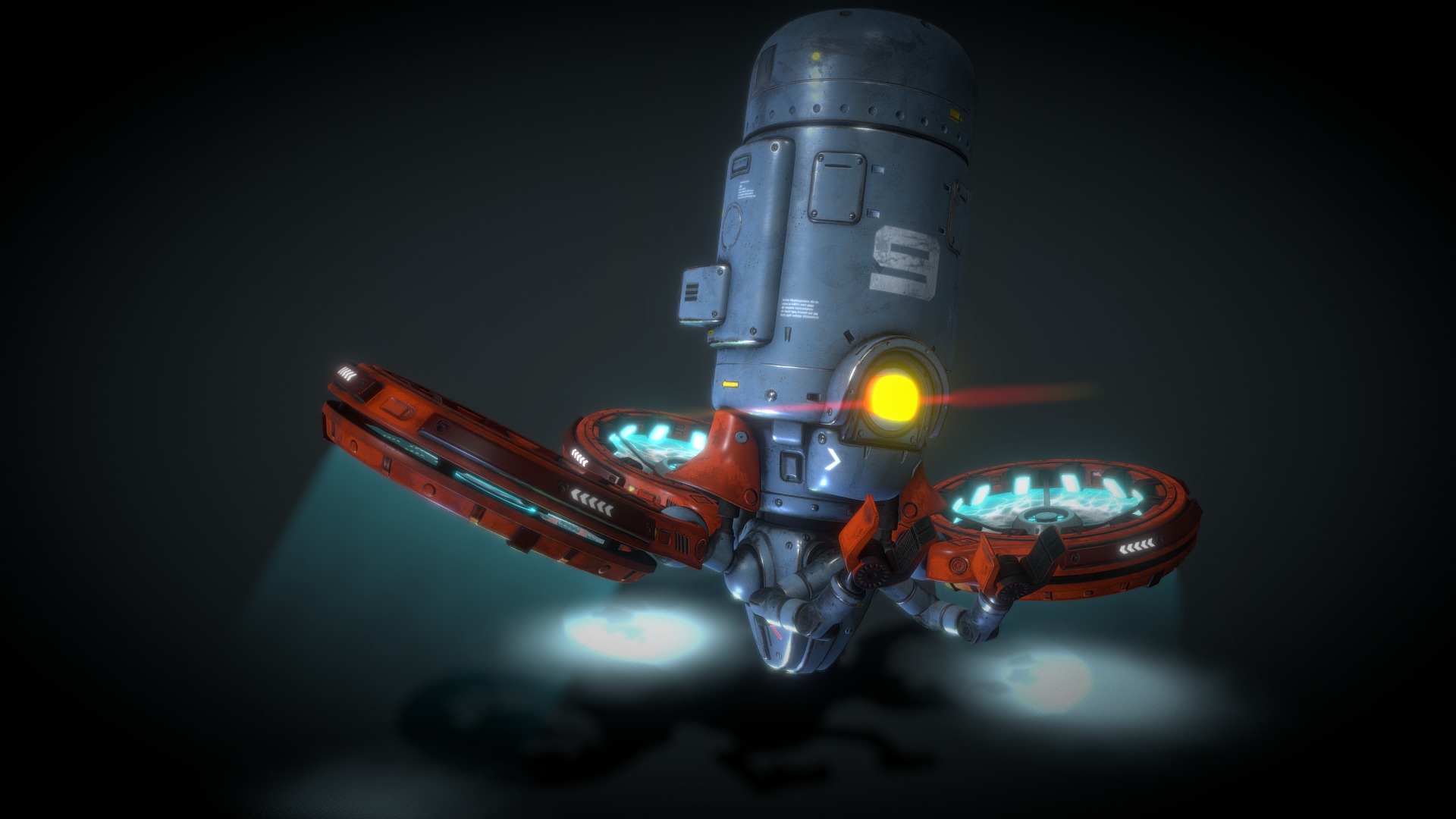 3D model Boiler_robot - This is a 3D model of the Boiler_robot. The 3D model is about a space ship in space.