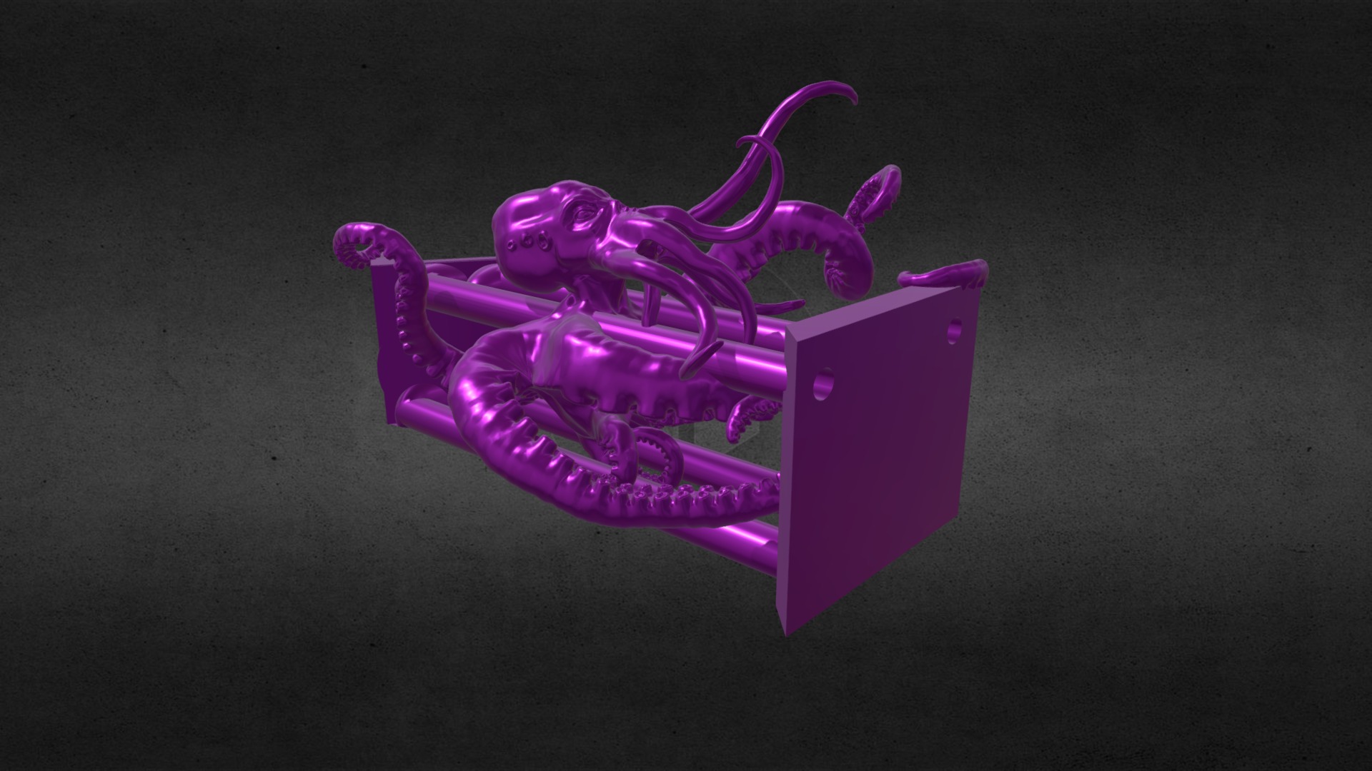 3D model Bracket Mount with Octopus and Extension - This is a 3D model of the Bracket Mount with Octopus and Extension. The 3D model is about a purple and purple toy.