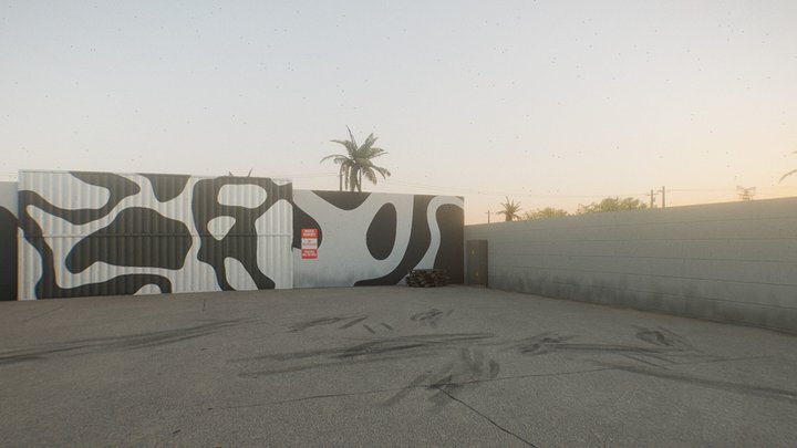 MIAMI SUNSET INDUSTRIAL BACKLOT - 3D SCENE 3D Model