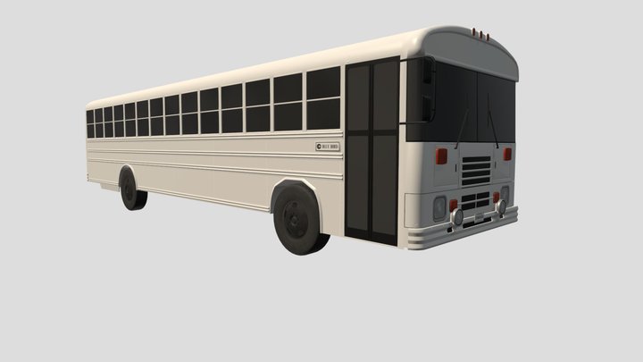 White Bluebird Bus 3D Model