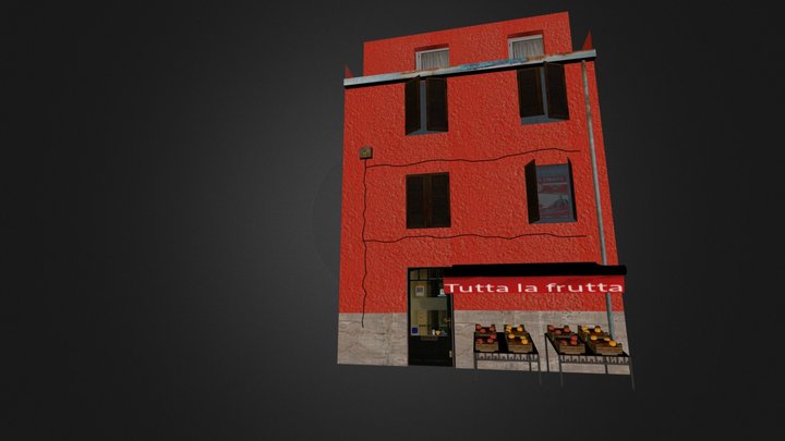 fruitshop for cityscene (low poly) 3D Model