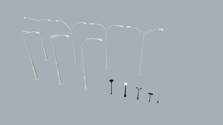 Public Street Lights pack (12 models) 3D Model