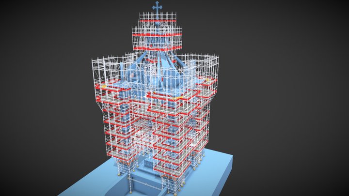 SM8 multidirectional scaffold Vatican Baldachin 3D Model