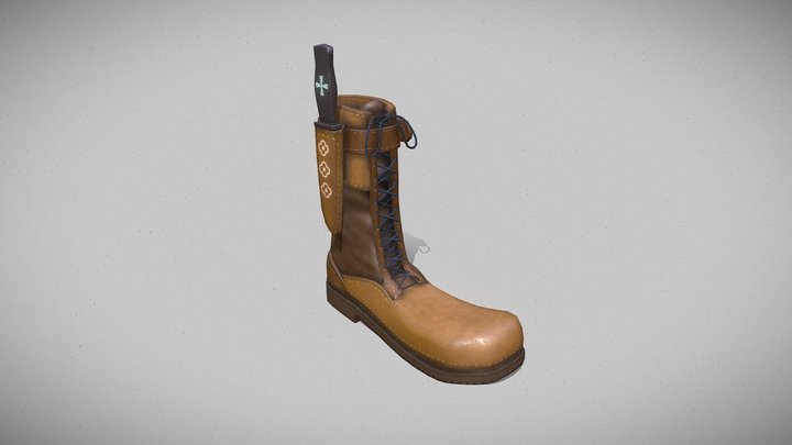 Field Leather Boot 3D Model