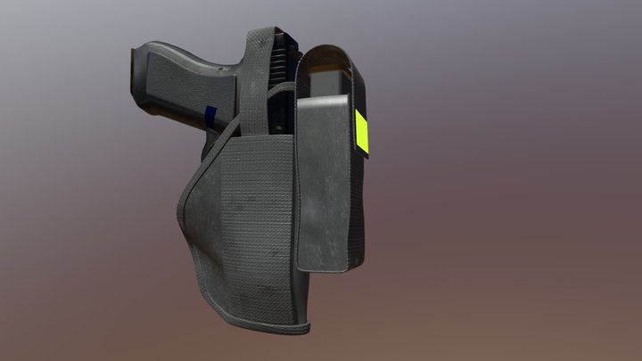 9mm in holster 3D Model