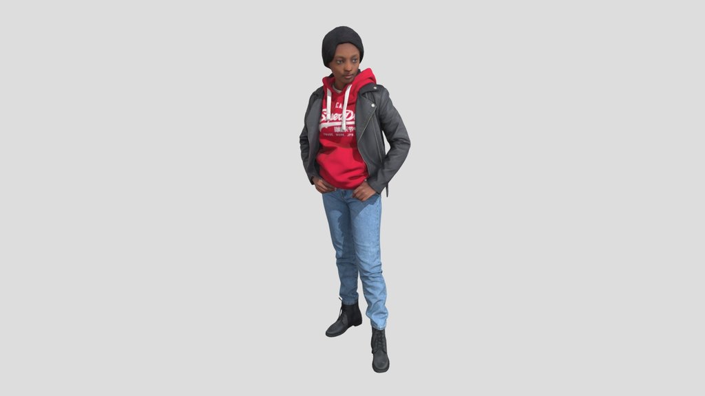 Casual Urban Lady In Red Hoodie