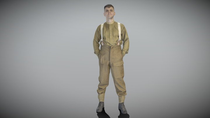 British infantryman character from WW2 266 3D Model