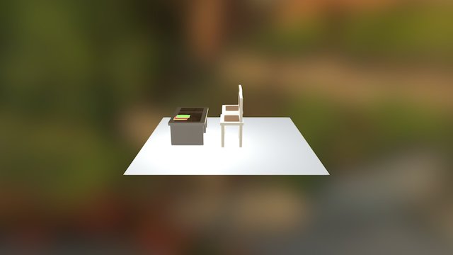 Meja Kursi Kayu 3D Model