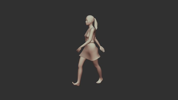 Young Woman WalkCycle 3D Model