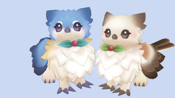 Little Griffons_ Ruri& Yuki 3D Model