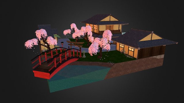 Japanese City Scene - Geisha Kyoto 3D Model