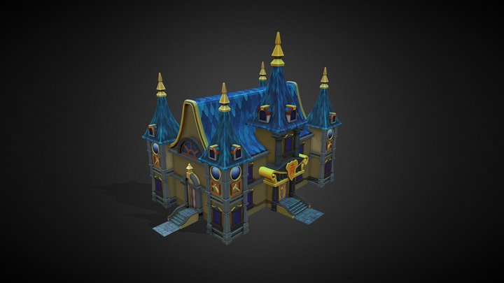 stylized hand painted Mansion House 3D Model