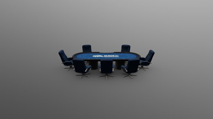 3D 撲克桌子[長] 01 3D Model