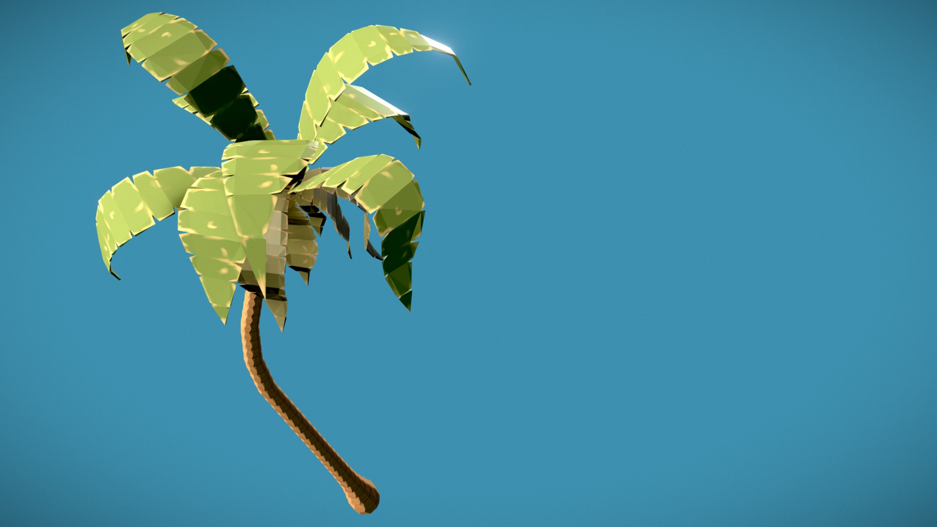 3D model Palm-Far (Away game) - This is a 3D model of the Palm-Far (Away game). The 3D model is about a green leaf on a branch.
