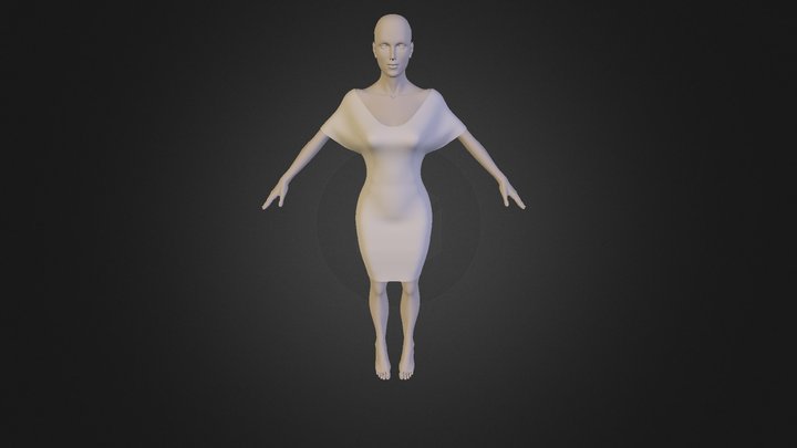 Female_Figure_A_Pose_with_Dress_Z_Up 3D Model