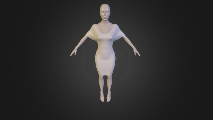 Female_Figure_A_Pose_with_Dress_Z_Up 3D Model