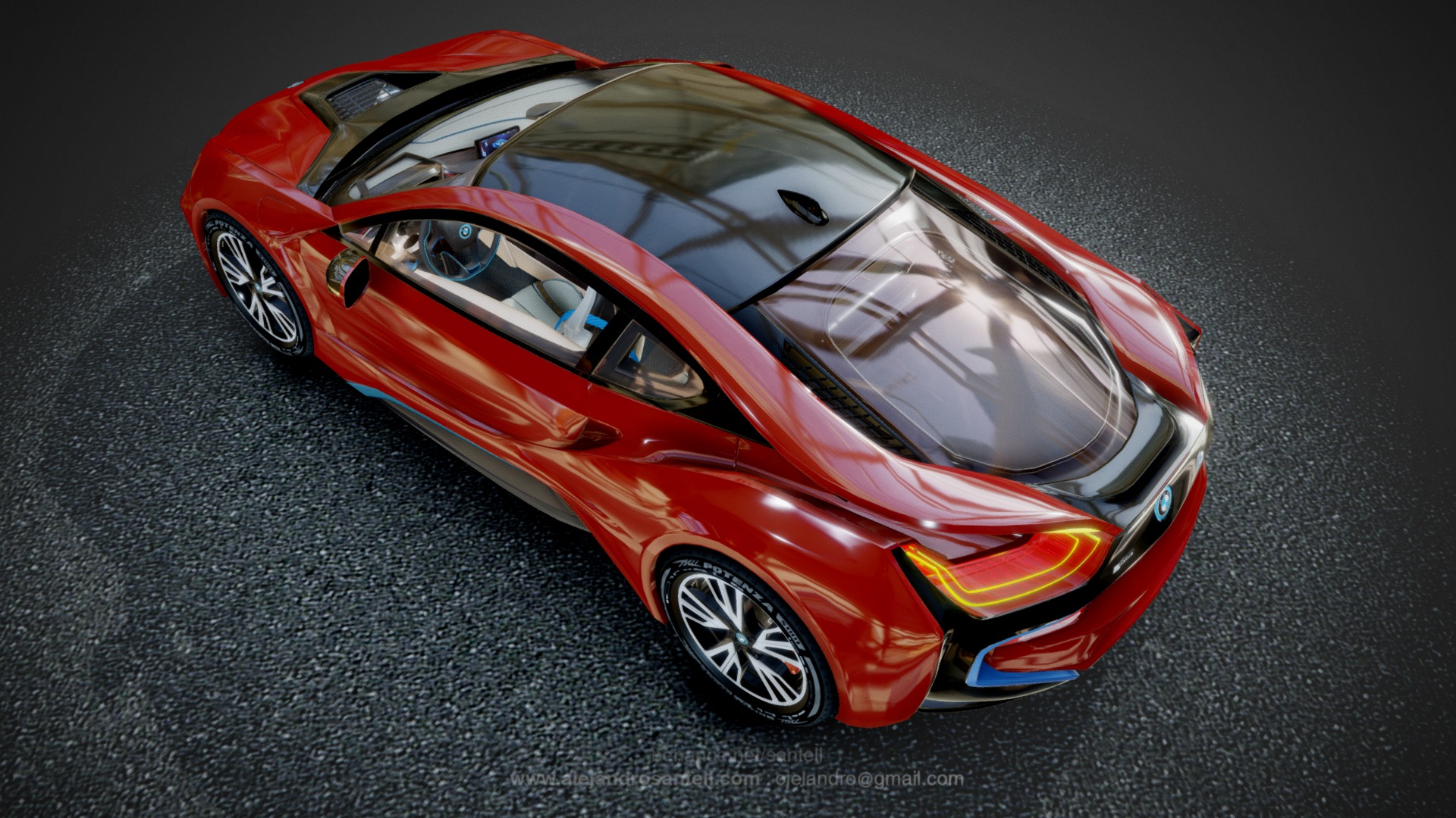 3D model The BMW i8 Protonic Red Edition 2016 - This is a 3D model of the The BMW i8 Protonic Red Edition 2016. The 3D model is about a red sports car.
