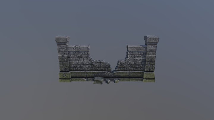Broken Wall + Pillars 3D Model