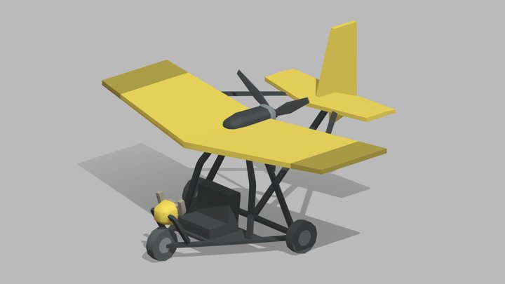 Ultralight Plane - Low Poly Game Mod 3D Model