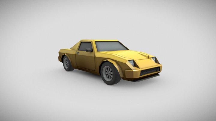 Stylized low-poly retro sports car 3D Model