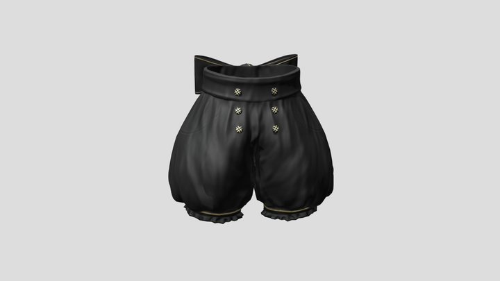 Male Black Loose Bud Shorts with Back Bow Tail 3D Model