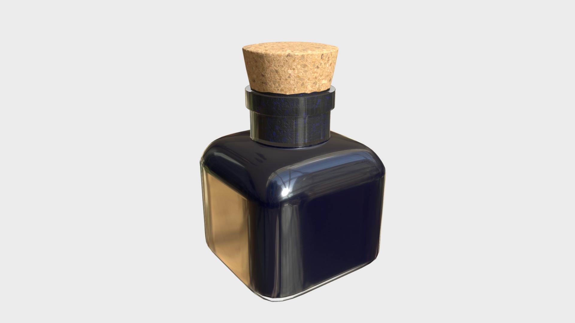 3D model Vintage ink bottle - This is a 3D model of the Vintage ink bottle. The 3D model is about a small container with a brown lid.