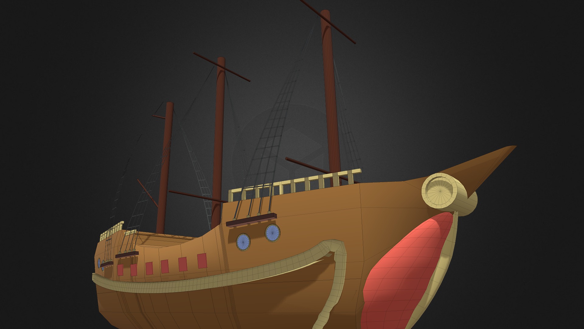 3D model Simple Pirate Ship - This is a 3D model of the Simple Pirate Ship. The 3D model is about a model of a ship.