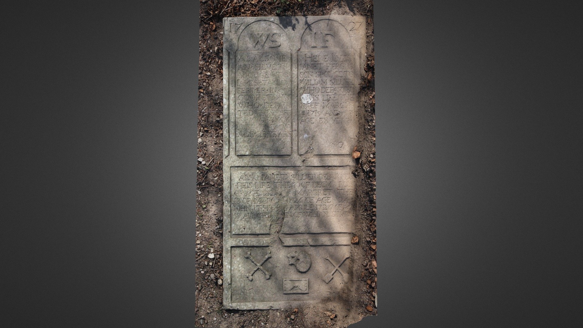 1727 Gravestone Old Maryculter, Aberdeenshire
