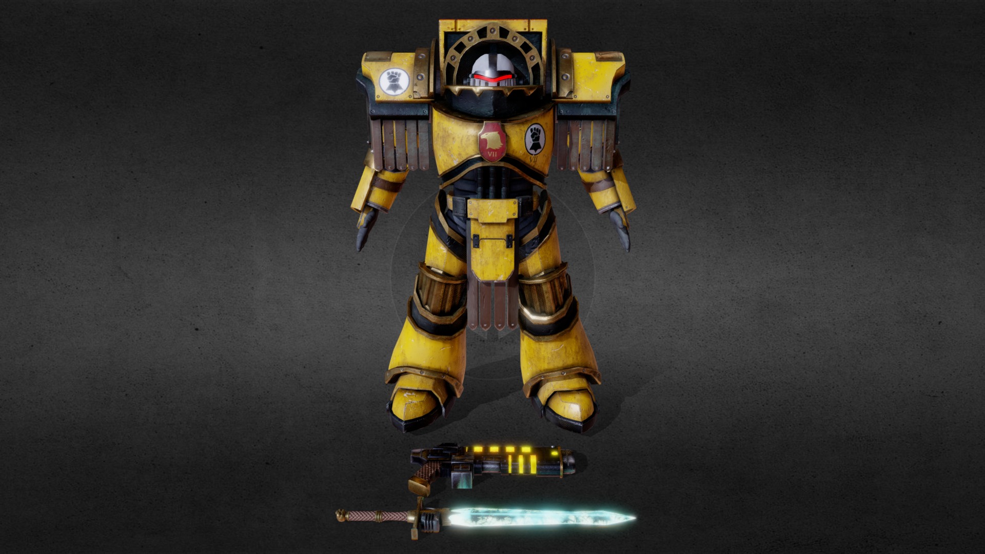 3D model Relic Cataphractii Terminator - This is a 3D model of the Relic Cataphractii Terminator. The 3D model is about a robot with a blue background.