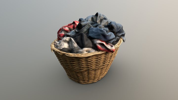 Messy Laundry Basket Photoscan 3D Model