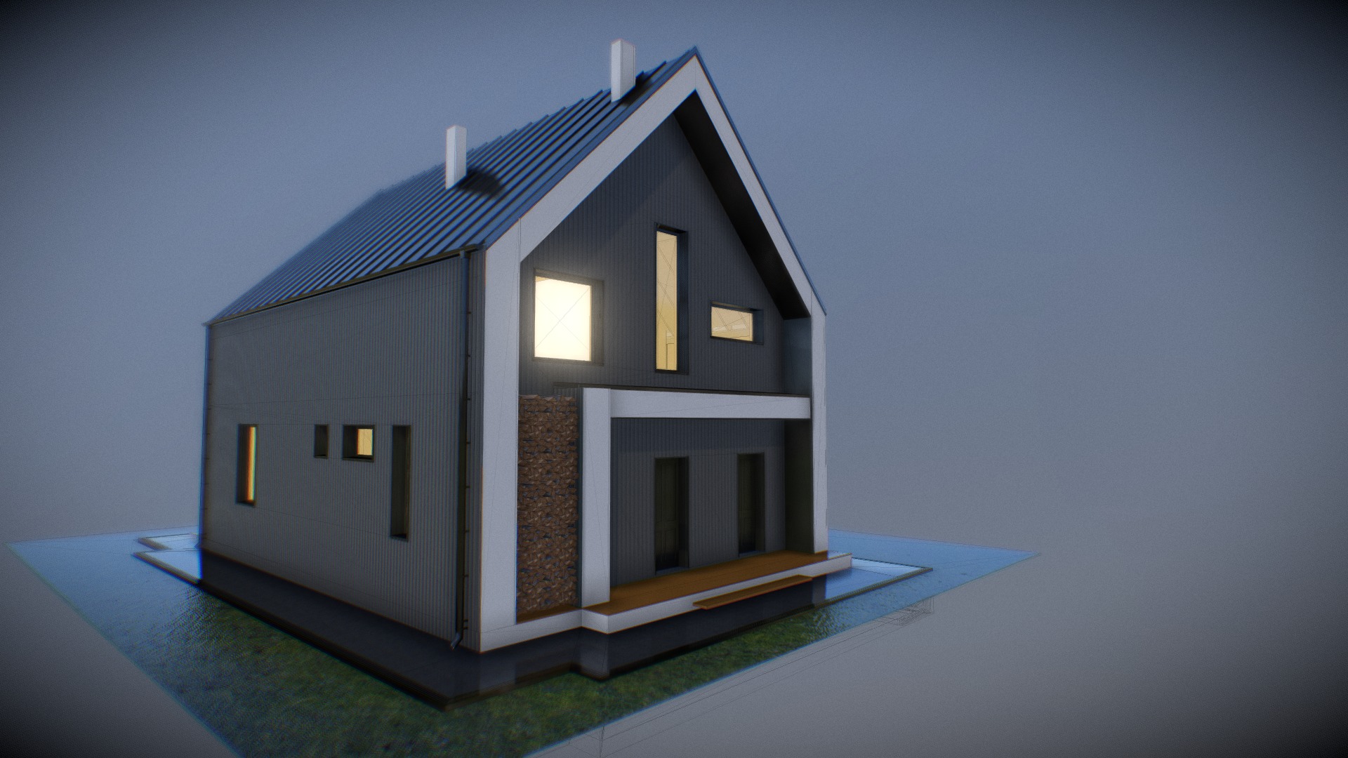 3D model Smart6 Karkas - This is a 3D model of the Smart6 Karkas. The 3D model is about a house with a pool.