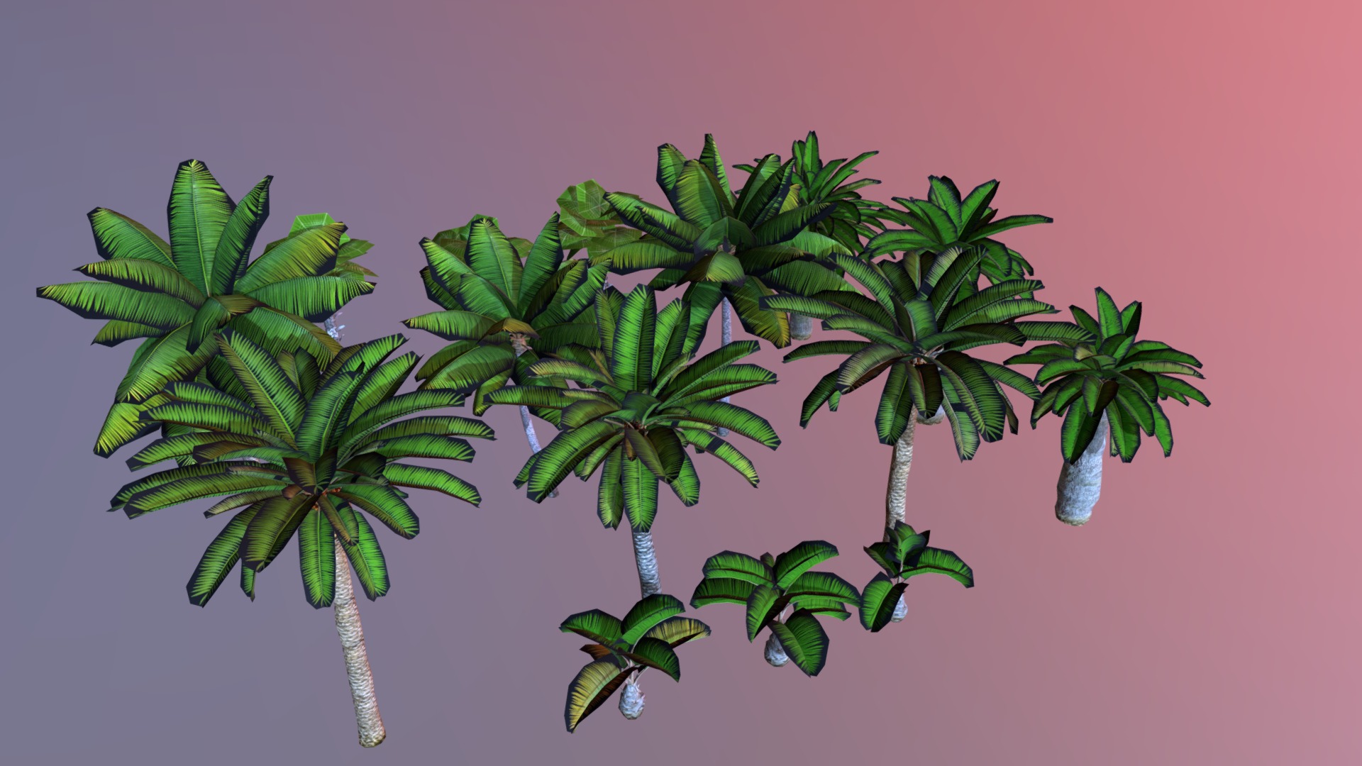 3D model Palm Trees - This is a 3D model of the Palm Trees. The 3D model is about a group of green leaves.