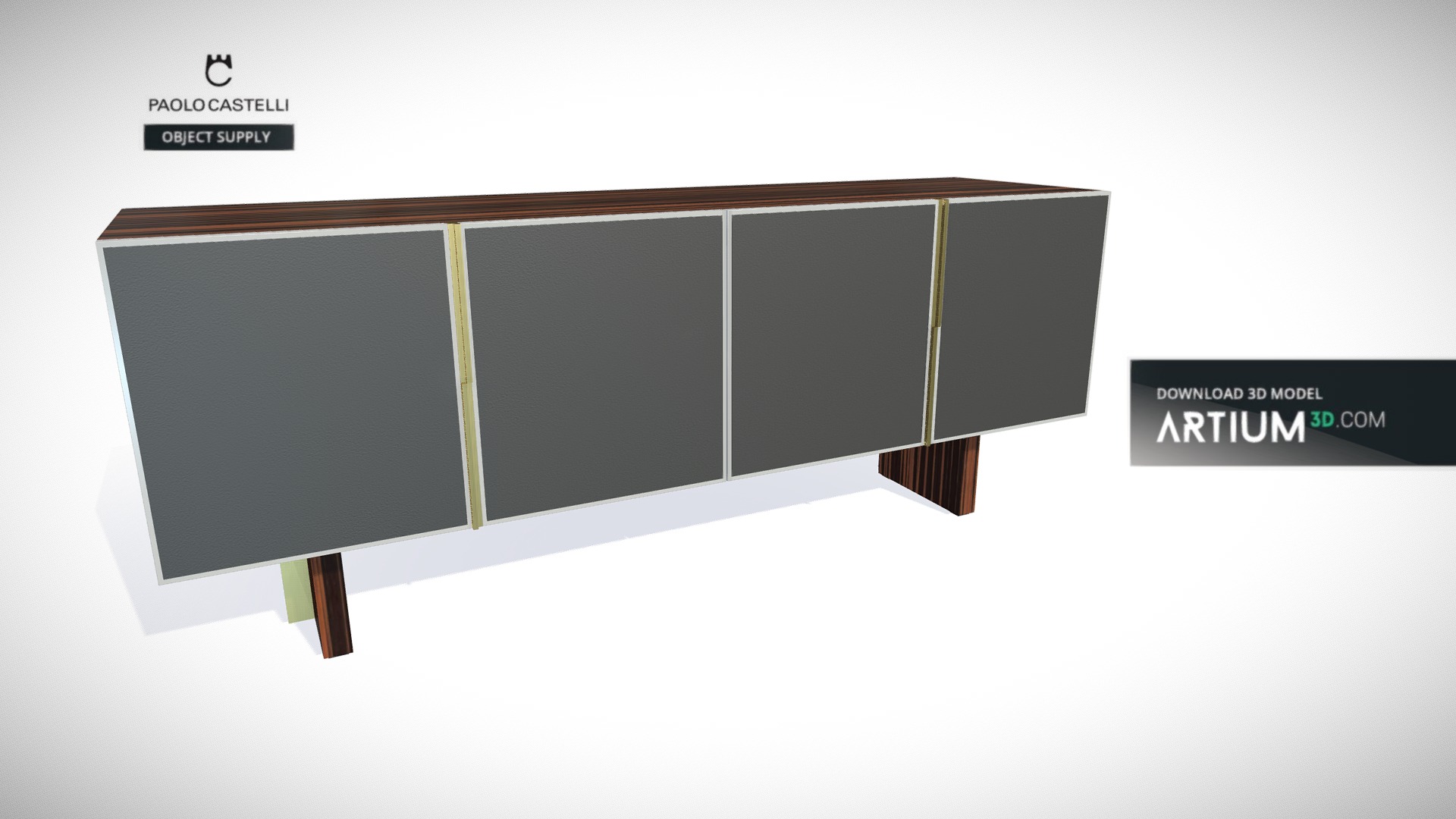 3D model Fine Collection Cabinet 180B from Paolo Castelli - This is a 3D model of the Fine Collection Cabinet 180B from Paolo Castelli. The 3D model is about a black rectangular table.