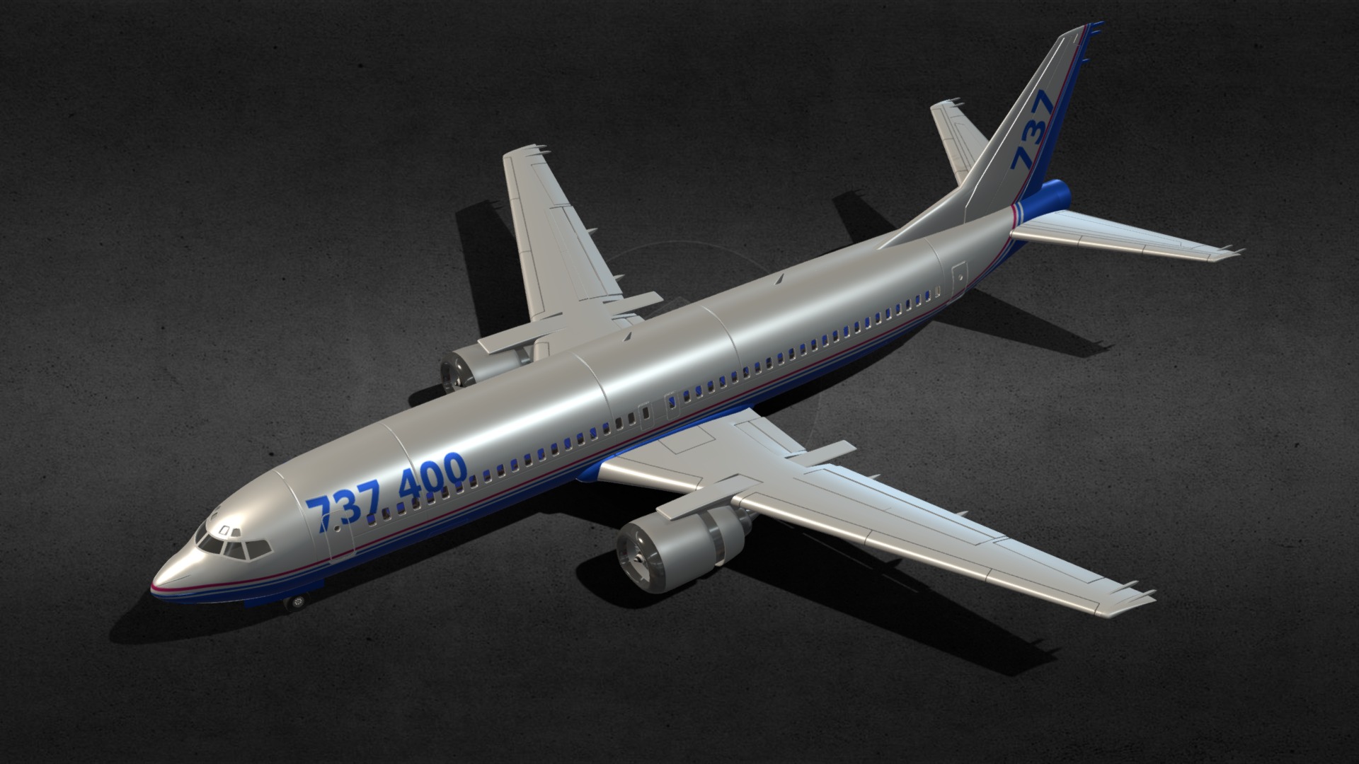 3D model 737 400 FBX - This is a 3D model of the 737 400 FBX. The 3D model is about a large airplane flying in the sky.