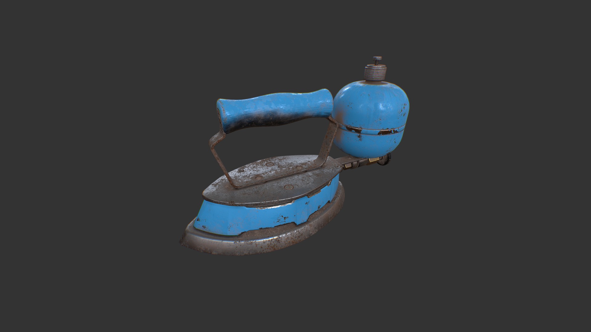 3D model Old Gas Iron - This is a 3D model of the Old Gas Iron. The 3D model is about a blue water droplet.