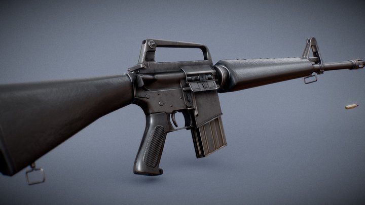 m16a1 Game Ready (14k tris)Historically Accurate 3D Model