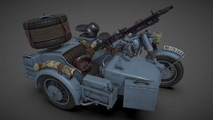 Military Motorcycle 3D Model