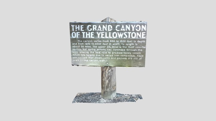 Grand Canyon of the Yellowstone Sign 3D Model